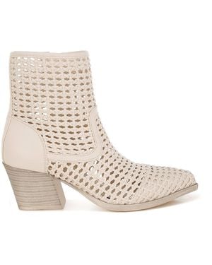 Rag & Co Artisole Woven Pleather Block Heel Boots - Natural
