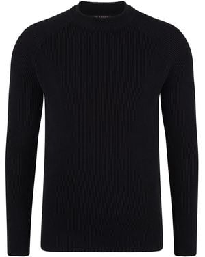 Paul James Knitwear Midweight Cotton Byrne Ribbed Mock Turtle Neck Jumper - Black