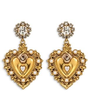 Vstyle Sacred Heart Pearl Earrings - Metallic