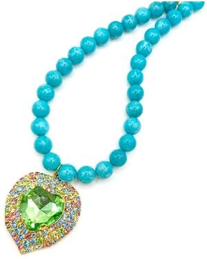 Achala Handcrafted Heart Statement Necklace - Blue