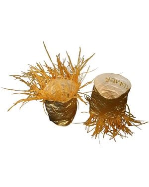 Romer Millinery Morphy Moldable Cold Cuff Silk With Feather Detail - Yellow