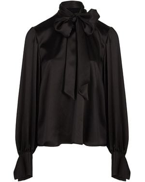 The Summer Edit Kat Pussybow Blouse - Black