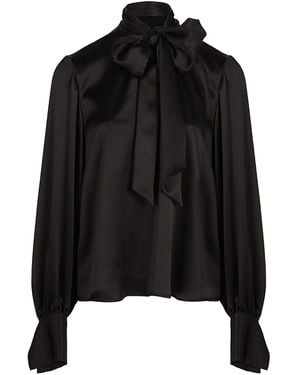 The Summer Edit Kat Pussybow Blouse - Black