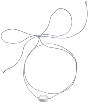 Saule Label Lily Tie Necklace - White