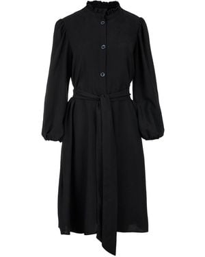Conquista Belted Long Sleeve Dress - Black