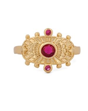 Ebru Jewelry Goddess Cleopatra Ruby & Adjustable Ring - Pink