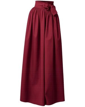 Nikka Place Maxi Formal Cotton Skirt With High Waist And Bow - Red