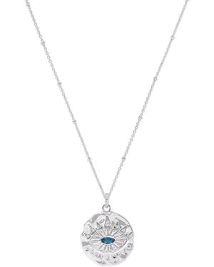 Seven Saints Evil Eye Protection Necklace, Topaz, Rhodium Plated - Metallic