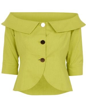 Zetaye Celeste Linen Cotton Blazer - Yellow