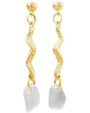 Glassy Bølgeskum Lille Earrings - Metallic