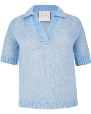 SALANIDA Melody Mohair Polo Top Sky - Blue