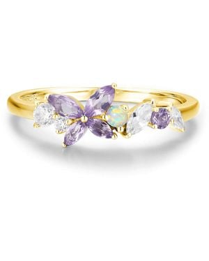 Azura Jewelry New York Monarch Butterfly Amethyst Opal Ring Vermeil - Metallic