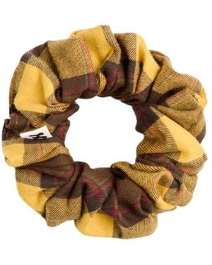 Cafide Tartan Mustard Scrunchie Hair Tie, Noa - Metallic