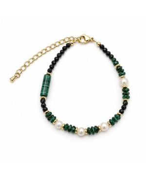 Angel Barocco Malachite, Crystal & Baroque Pearl Beaded Bracelet - Metallic