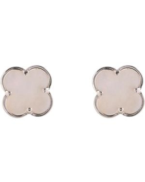 Von Treskow Clover Mother Of Pearl Stud Earrings - Metallic