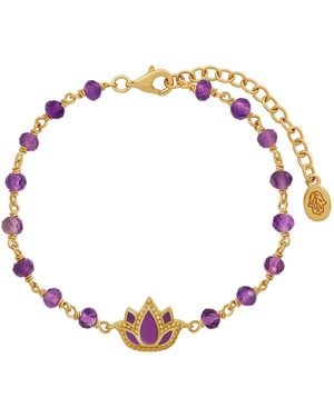 Karma and Luck Radiant Calm Amethyst Lotus Bracelet - Multicolour