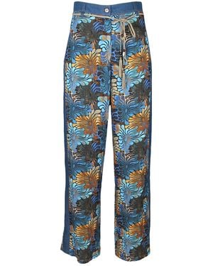 Lalipop Design Floral Print Wide-Leg Trousers - Blue