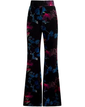 Why Mary Florencia High Waisted Floral Print Flared Pants - Blue