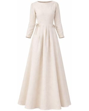 Nikka Place Neutrals Linen Maxi Dress With Bracelet Sleeves And Pockets - Natural