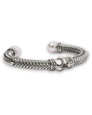 Daneila Léon Sterling Freshwater Pearl & Ivory-Colored Enamel Cuff - Metallic