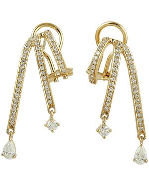 Artisan 18K Diamond Drop Earrings - Metallic