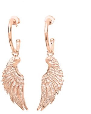 Seven Saints Angel Wing Hoop Earrings, Over Sterling - Pink