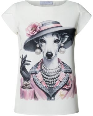 The Extreme Collection Printed T-Shirt With Sculptural Petal Sleeves - Gray