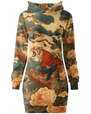 Aloha From Deer Neutrals Korean Folk Oversize Hoodie Dress - Green