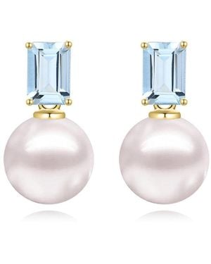Kai Fine Jewelry Solid Natural Aquamarine & Pearl Convertible Drop Earrings - Blue