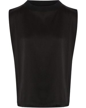The Summer Edit Dani Hammered Silk T-Shirt - Black