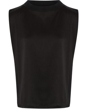 The Summer Edit Dani Hammered Silk T-Shirt - Black
