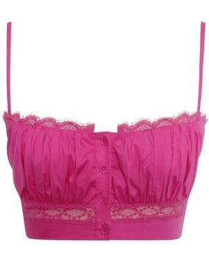 Miss Circle New York Maya Fuchsia Cotton Poplin Top With Lace Trim - Purple