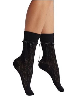 HIGH HEEL JUNGLE by KATHRYN EISMAN Bella Satin Bow Socks - Black