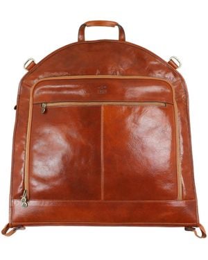 Time Resistance Cognac Leather Garment Bag - Brown