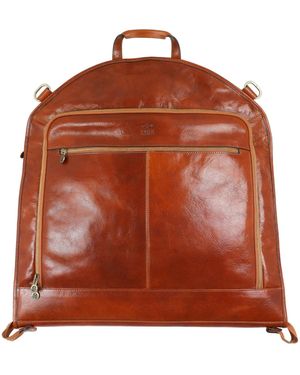 Time Resistance Cognac Leather Garment Bag - Brown