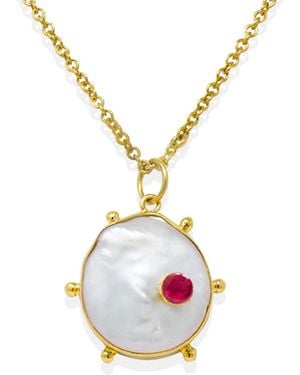 Vintouch Italy Rebel Rebel Pearl Necklace With Ruby - Metallic