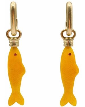 Michael Nash Jewelry Fish Ochre Resin Drop Earrings - Metallic