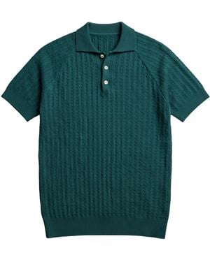 Harmain Leathers Ltd Short Sleeve Cable Knit Polo – Forest - Green