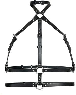 Haute Cuir Double Belt Leather Chest Harness - White