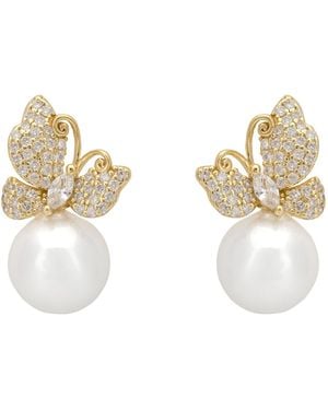 LÁTELITA London Butterfly Drop Earrings Pearl - Metallic