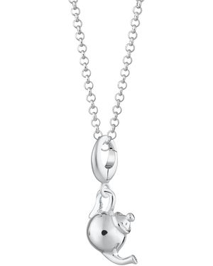 Lily Charmed Sterling Teapot Charm Necklace - Metallic