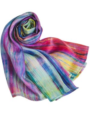 Silk and Bears Brushstroke Hand-Dyed Silk Shawl – Mulberry Silk Wrap - Purple