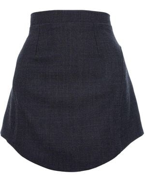 AVENUE No.29 Rounded Hemline Wool Mini Skirt - Blue
