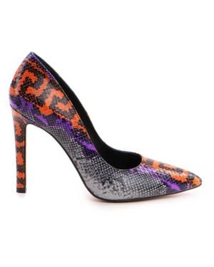 The 5Th Element Print Leather Stiletto Heels - Blue