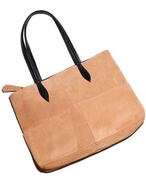 Mafalda Neutrals Valentina Camel Suede Tote Bag - Natural