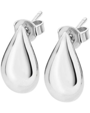Lucy Quartermaine Solid Sterling Large Tear Drop Studs - Metallic
