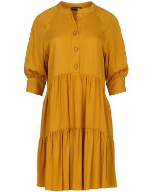 Conquista Loose Dark Mustard Ruffle Dress - Yellow