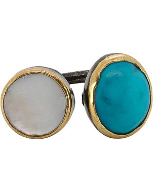 Ebru Jewelry Double Gemstone Sterling Ring - Blue