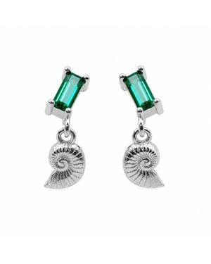 Cier Nautilus Stud Earrings - Green
