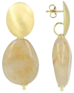 LOTT.gioielli Neutrals Natural Mix Earrings Amber Squeezed Drop - Metallic